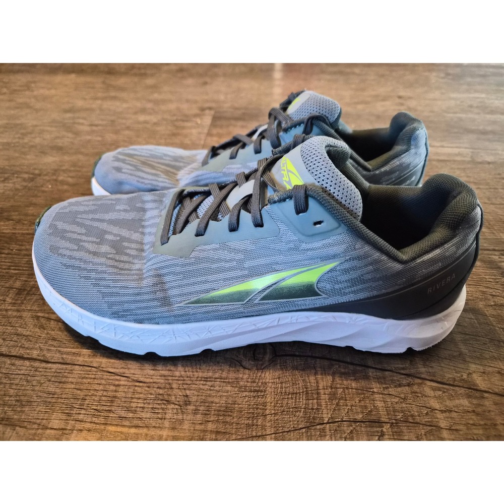 Altra Rivera Mens 9.5 Gray Lime Green Road Running Shoes AL0A4VQL330